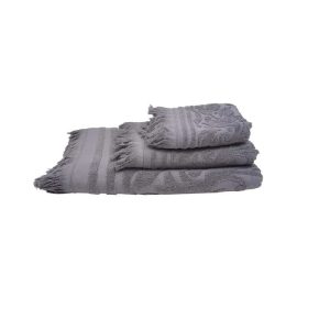 Πετσέτα Προσώπου 100% Βαμβακερή Κρόσι 5 Dark Grey 50 x 90 cm Sunshine