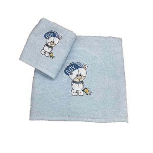 Βρεφικές Πετσέτες Baby Bear Γαλάζιο Σετ 2 τεμαχίων Linea Home