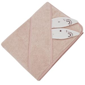 Βρεφική Πετσέτα Με Κουκούλα 100×100 cm Pink Rose Rainbows Ekokids