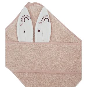 Βρεφική Πετσέτα Με Κουκούλα 100×100 cm Pink Rose Rainbows Ekokids
